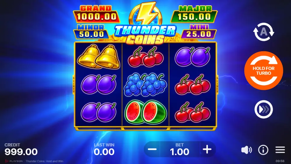 thunder coins slot basisspiel 5 gewinnlinien mit klassischen symbolen