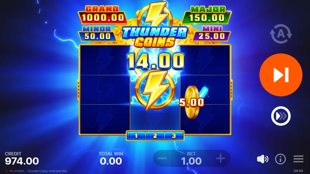 thunder coins hold and win bonus game re-spins mit sticky symbolen